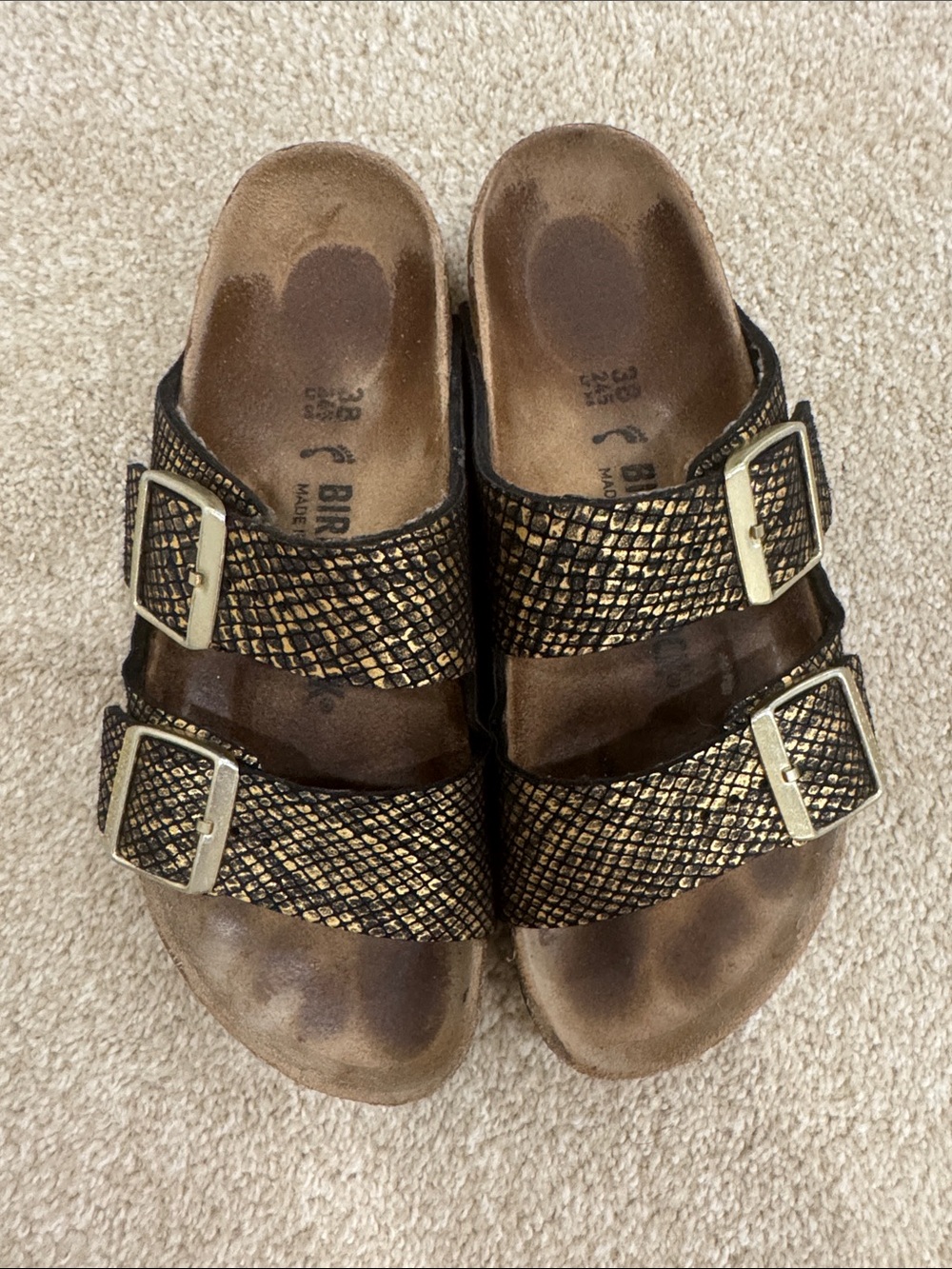 Birkenstock Arizona Metallic Gold/Black Sandals